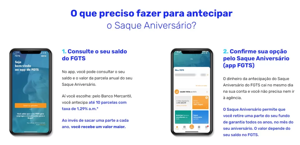 Mercantil FGTS Saque Aniversario o que preciso fazer ?